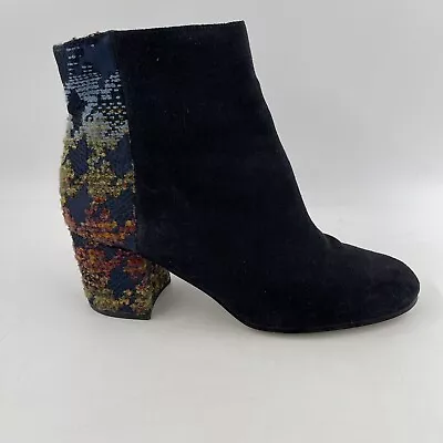 Anthropologie Womens Miss Albright Blue Suede Tapestry Ankle Boots - Size 8 • $54.99