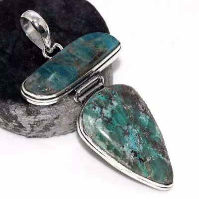 925 Silver Plated-Quantum Quatrro Blue Apatite Long Pendant Jewelry 2.5  GW • $2.99