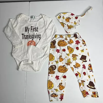 Baby/Toddler Unisex  My First Thanksgiving  3 Pieces Set Long Sleeves 6-9 Months • $5.99