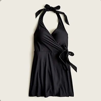 NWT J. Crew Women's NWT Halter Wrap Swim Dress - Black - Size 0 • $98