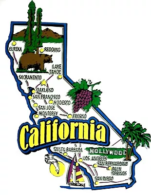 California Jumbo State Map Fridge Magnet • $7.99