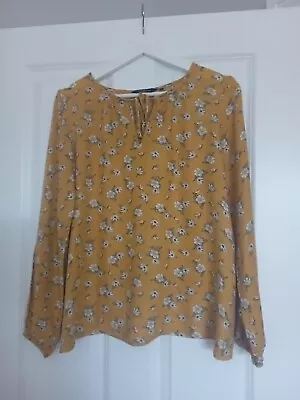 New Look Ladies Size 10 Mustard Flower Top • £1.36