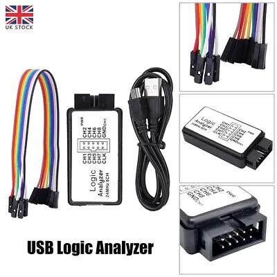 24MHz 8 Channel USB Logic Analyzer 8 CH Logic Analyzer For MCU ARM FPGA UK • £10.28