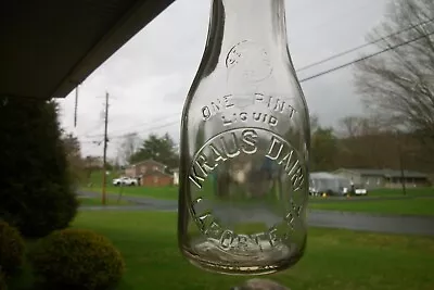 KRAUS DAIRY LAPORTE Pa. One Pint Milk Bottle.  VERY VERY NICE SHAPE! • $130