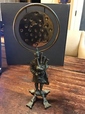 Antique Solid Brass Scottish Highlander With Bagpipes Gong • $35