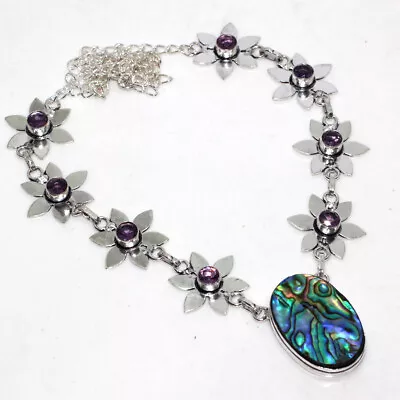 Abalone Shell Amethyst 925 Silver Plated New Arrival Necklace 22  Gifts GW • $4.99