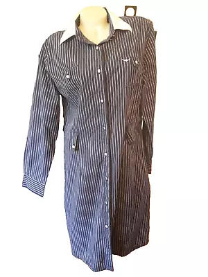 R.M. Williams Size 16 Cotton Pin Striped Long Shirt Dress With Pockets • $20