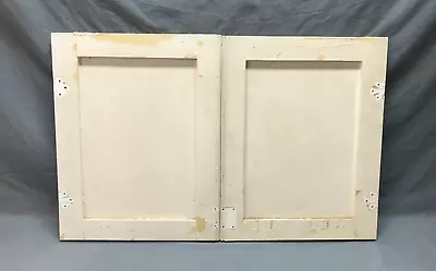 Pair VTG Shabby White Small Wood Cupboard Cabinet Doors 15x19 Chic Old 670-24B • $99