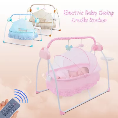 Baby Cradle To Sleep Musical Rocking Chair Electric Swing Bouncer Crib Motion • $77.90