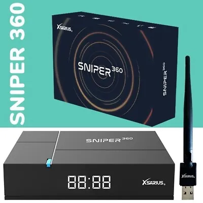 Xsarius Sniper 360 OTT FULL HD LINUX HEVC H.265 Media Player With Wi-Fi Dongle • £69.99