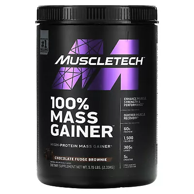 100% Mass Gainer Chocolate Fudge Brownie 5.15 Lbs (2.33 Kg) • $34.71