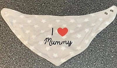 £1.15 • Buy Baby ‘I Love Mummy’ Grey / White Star Bib - Bluezoo Debenhams