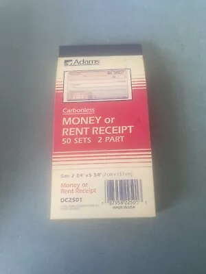 Adams Money & Rent Receipt Book 2-Part Carbonless 2 3/4  X 5 3/8  Vintage READ • $1.99