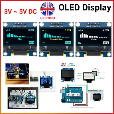 0.96  OLED Display 128x64 I2C SSD1306 For Arduino Uno Mega 2560 BlueYellow/White • £3.92