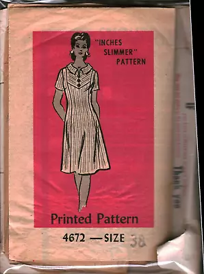 4672 Vintage Mail Order Sewing Pattern 1960s Misses Dress Casual 38 Shopping Sew • $5.59