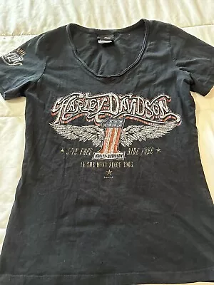 Women’s Womens Size Small S Harley Davidson T-Shirt Casual Knit Top Shirt • $0.99