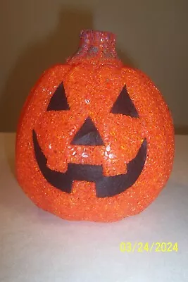 Halloween 6  H Orange Melted Plastic Popcorn Light Up Pumpkin By Seasons # 2 • $18