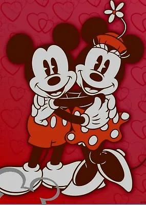 Disney Mickey And Minnie Mouse A4 Art Print Photo Picture Watercolour Effect • £4