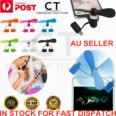 $5.85 • Buy 3 In 1 Portable Cell Phone USB Mini Fan For IPhone Android TypeC Mobile Model Oz