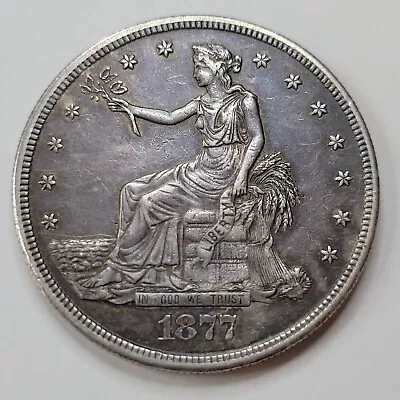 1877 P $1 Trade Silver Dollar XF Lovely Detail Old Cleaning Sharp Strike *F615 • $395