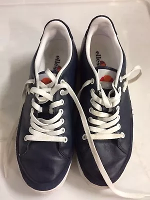 ELLESSE ALASSIO Men's Fashion Trainers Size 8 Navy Leather EUC • $19.99