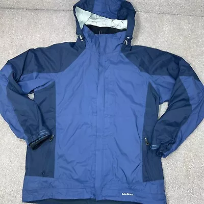 LL Bean Jacket Mens Large Trail Model 3 In 1 Blue Waterproof Hooded Fleece Lined • $39.99