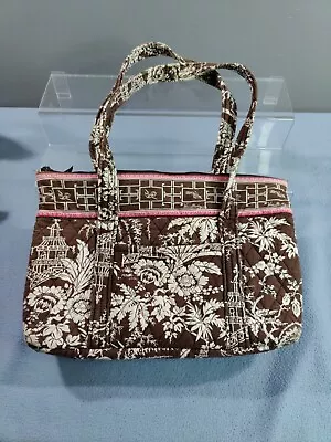 Retired Vera Bradley Brown & Pink Tote Hand Bag Shoulder Purse Imperial Toile • $24.99