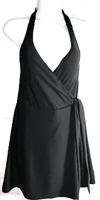 J. CREW Sexy Halter Wrap Swim Dress - Plunging V Neck - Black - Size 6 - NWT • $24.95