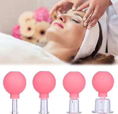 1-4PCS Glass Facial Cupping Set Silicone Vacuum Suction Face Massage Cupping Cup • £6.57
