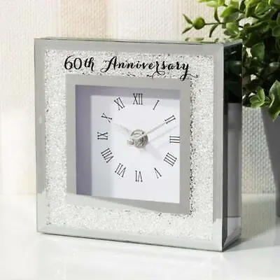 £24.99 • Buy 60th  Diamond Wedding Anniversary Crystal Border Mantle Clock - Gift For Parents