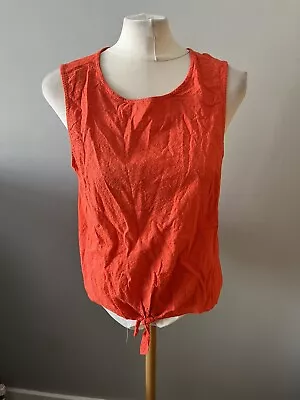 £7 • Buy Ladies Papaya Coral Pink Crochet Embroidered Floral Tie Front Top Size 16 