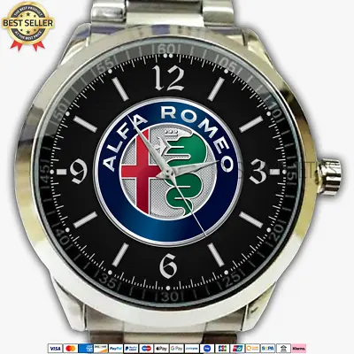 $24.99 • Buy Alfa Romeo Emblem AR14 Quartz Watch Stainless Steel Wristwatches