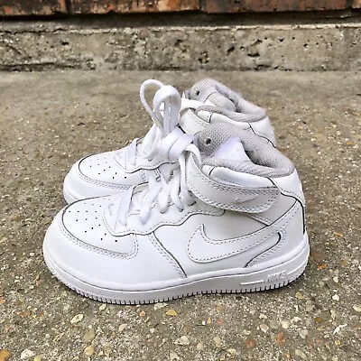 Nike Air Force 1 Mid Size US 9c White High Top Baby Toddler Shoes • $30