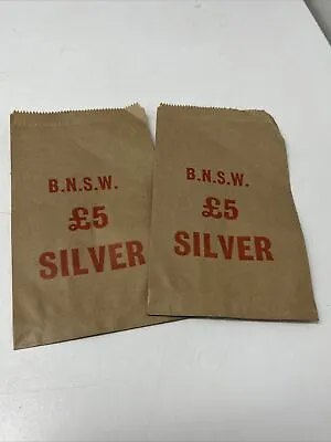 Vintage Bank Of Nsw Five Pound Paper Bag Silver Money 5 Coins Coin • $9.99