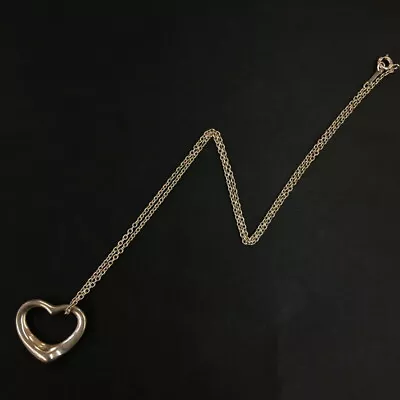 TIFFANY&CO. Silver 925 Elsa Peretti Open Heart Pendant Necklace/5Y0114 • $1