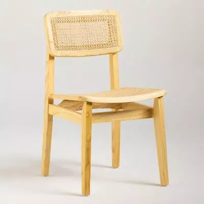 Katrina Dining Chair Natural Rattan Cane Seat Natural Mid-Century Wood Frame • £175