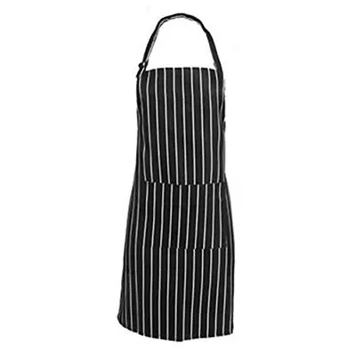 Catering Chef Cooks Butchers Bistro BBQ Apron Striped Cooking Baking Bib Pocket • £4.39