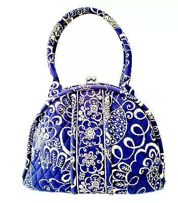 Vera Bradley Twirly Bird Eloise Satchel Handbag Navy Blue / White • $49.99