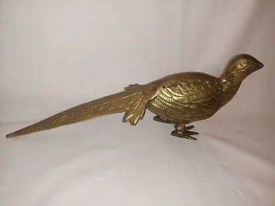 Vintage Mid Century Brass Pheasant Figurine Birds Long Tail 12  MCM Decor • $16