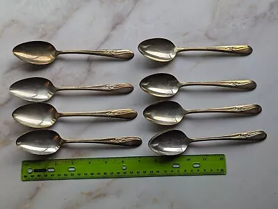 8 MEADOW FLOWER Vintage Intl H & T Mfg. Co Silver Plate Spoons Ca 1940 • $7