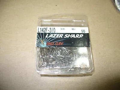 Eagle Claw L142FH-1/0 Lazer Sharp Kahle Offset Fishing Hook Size 1/0 Needle 100 • $8