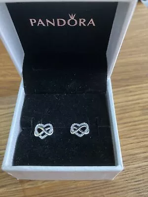 Pandora Sparkling Infinity Heart Stud Earrings New In Box • £20