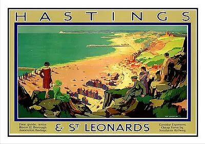 £6.99 • Buy Hastings (4) Railway Vintage Retro Oldschool Old Good Price Poster