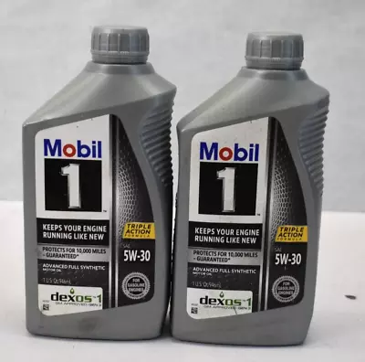 Lot Of 2 Mobil 1 Full Synthetic Engine Motor Oil 1Qt Bottles 5W-30 Advanced • $19.98