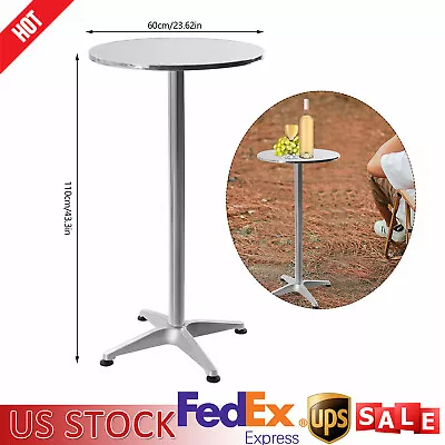 Round Cocktail Bar Table Metal Base Tall Bistro Pub Table Adjustable Height • $59.85