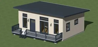 Tiny House Modern Style House Plans 560 Sq.ft. With Front Deck And FREE SHIPPING • $49