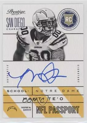 2013 Panini Prestige NFL Passport Signatures Manti Te'o #31 Rookie Auto RC • $17.78