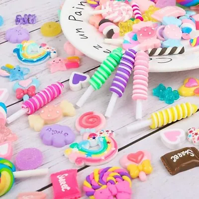 $13.35 • Buy Mixed Slime Charms Candy Sweets Lollipop Assorted Flatback Resin Supply AU
