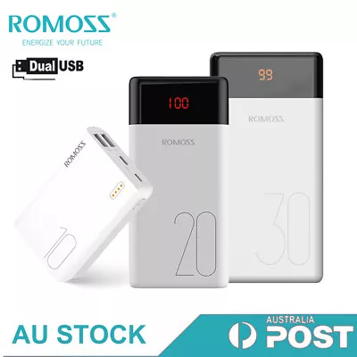 $29.99 • Buy 30000mah Romoss Power Bank Dual USB External Battery 25W Fast Charger 2.1A
