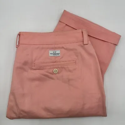 Vineyard Vines Pants Mens 35 Pink Chino Khaki Club Pant Straight Golf 35 X 30 • $19.59